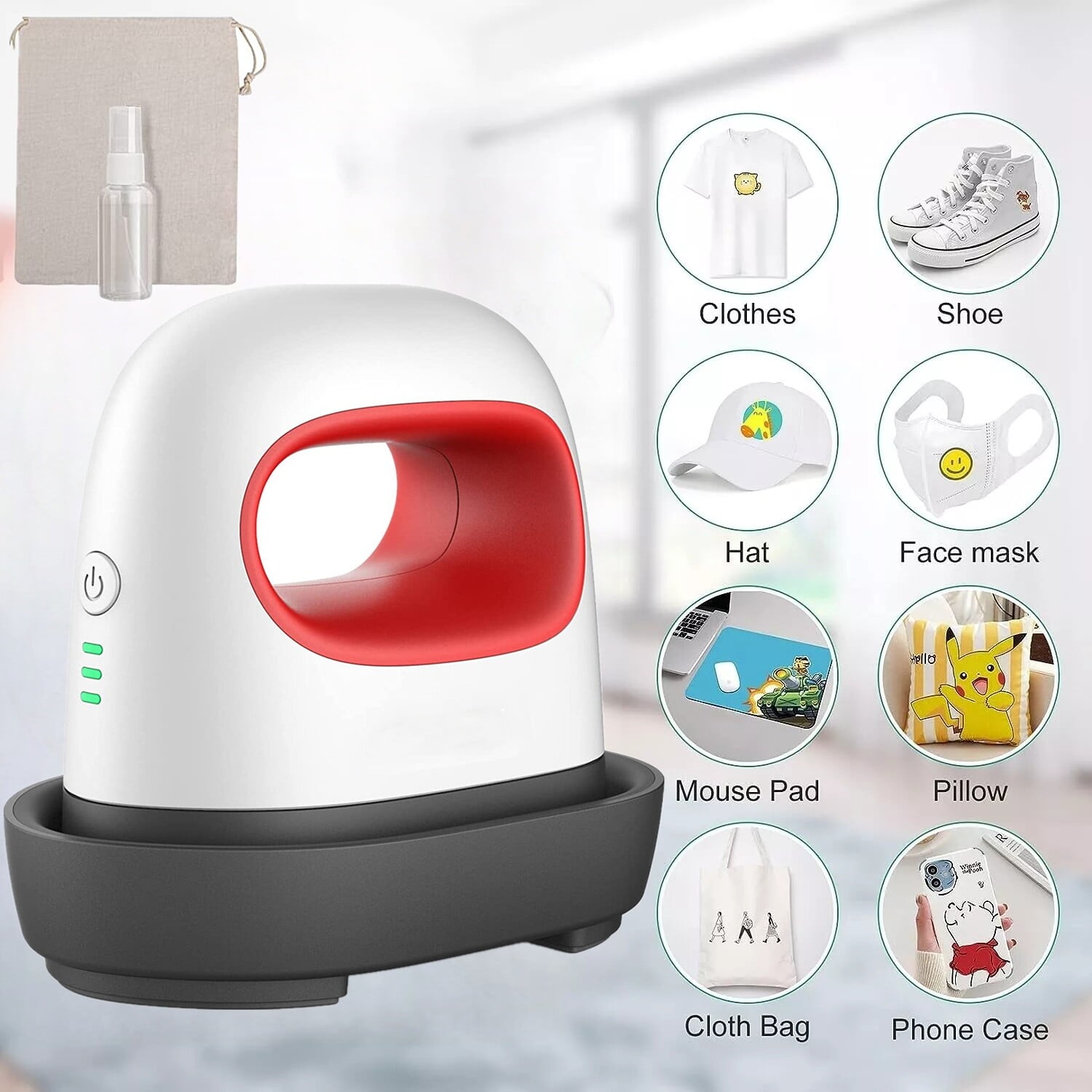 Mini Handheld Heat Press Machine Portable Heating Transfer Iron for T Shirts Shoes Hats