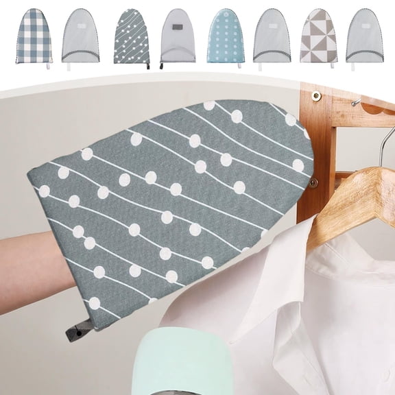 Mini Handheld Ironing Board Pad | Heat-Resistant Cotton Cover | Portable Palm-Sized Ironing Mat 25x17cm | Ergonomic Finger Buckle | For Collars Cuffs Sleeves Wrinkle Removal