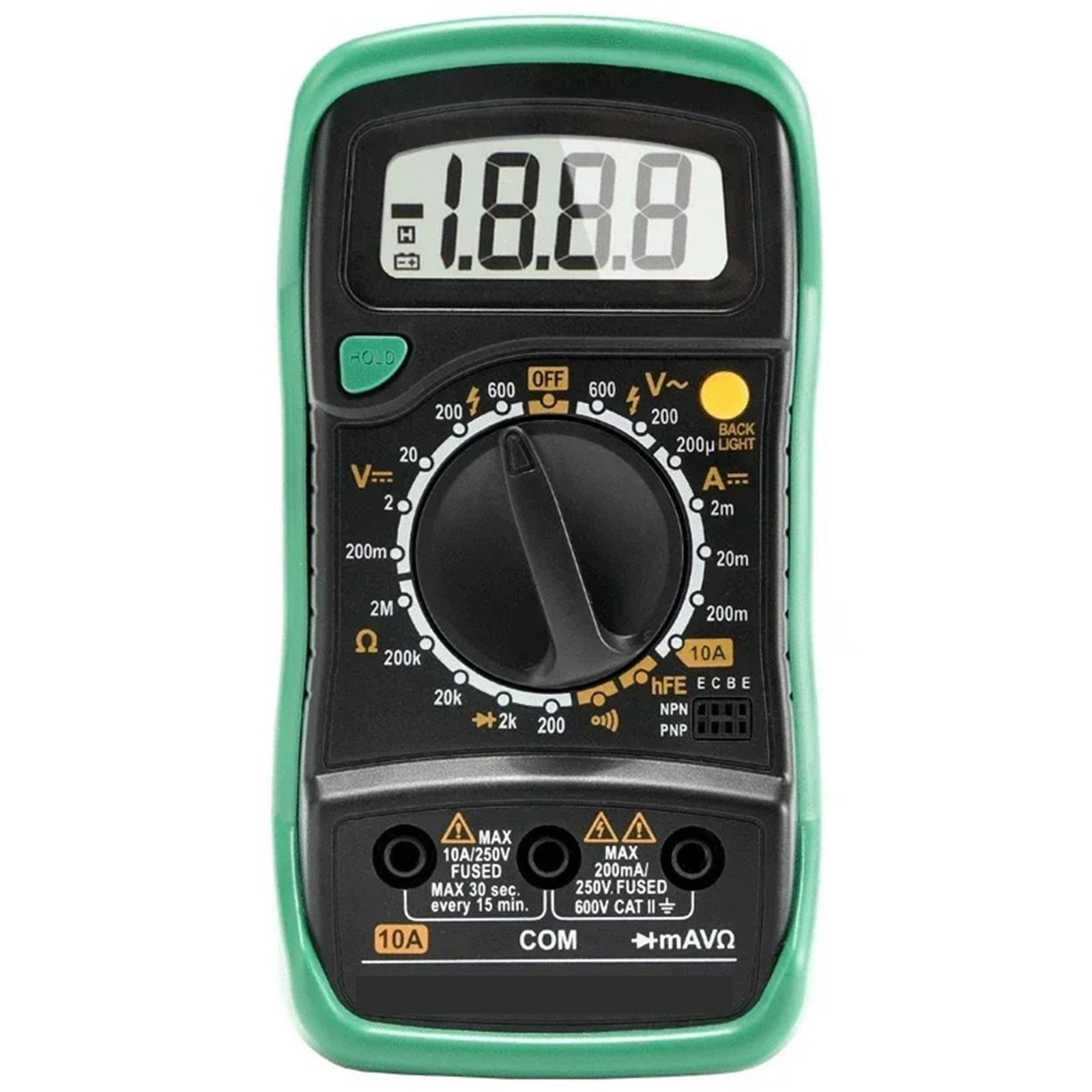 Mini Handheld LCD Display Digital Multimeter DC Current Tester Backlight Data Hold Continuity Diode HFE Test ,Battery Test