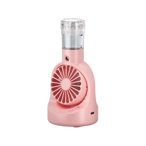 Mini Handheld Spray Fan Outdoor Portable Desk Humidifier Misting Device Pink USB Rechargeable 1 Pack