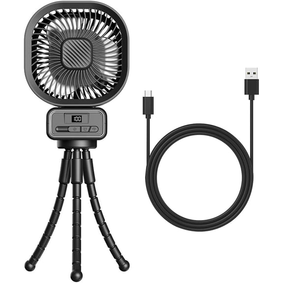 Mini Handheld Stroller Fan,5000mAh Personal Portable Car Seat Baby Fan with Flexible Tripod,Rechargeable Desk Fan with LED Lights Adjustable 3 Speeds for Travel Treadmill Golf Cart, Black