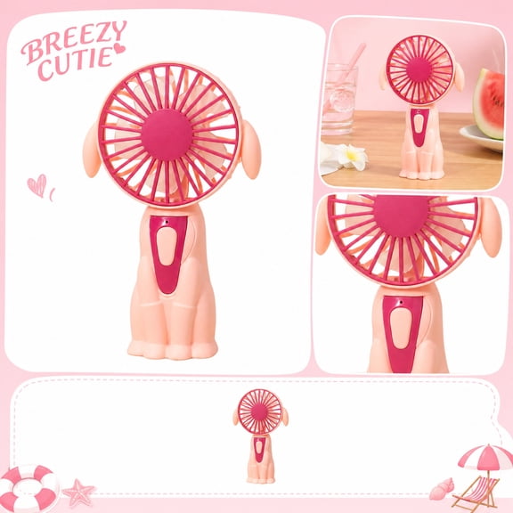 Mini Handheld Summer Fan, Battery Operated Handheld Fan, Personal Handheld Fan, Portable Battery Operated Fan, Adorable Cartoon Puppy Shape, 5X3.5 Inch Compact Size, 3 Level Wind
