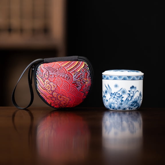 Mini Handmade Ceramic Teapot, Single-Person Small Teapot with Storage Bag, Portable Kung Fu Tea Set for Outdoor Camping, Creative Gift