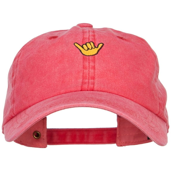 Mini Hang Loose Embroidered Unstructured Cap - Red OSFM