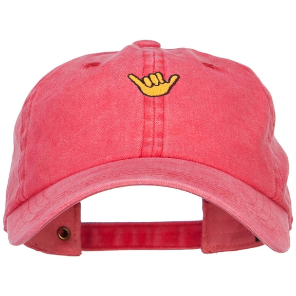 Mini Hang Loose Embroidered Unstructured Cap - Red OSFM
