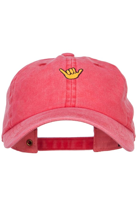 Mini Hang Loose Embroidered Unstructured Cap - Red OSFM