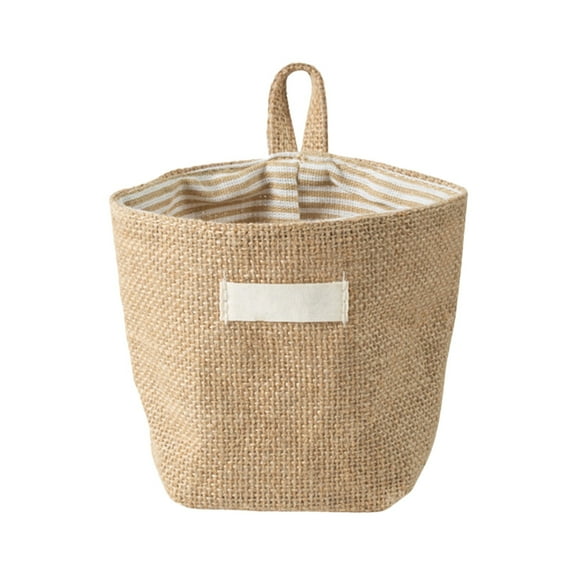 Mini Hanging Storage Bag, Cotton Linen Decorative Wall-Hanging Basket Organizer, Wall Basket, Hanging Closet Shelves, Hanging Wall Basket, Collapsible Box Bin Bags for Wall Door Closet