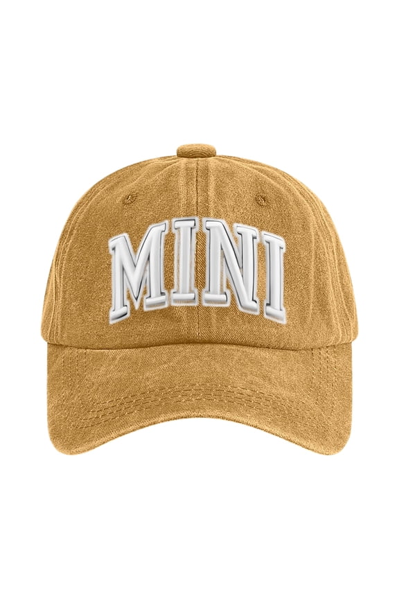 Mini Hat Baseball Hat Washed Cotton Distressed Ripped Hat Embroidery Adjustable Cap for Son Daughter Ginger