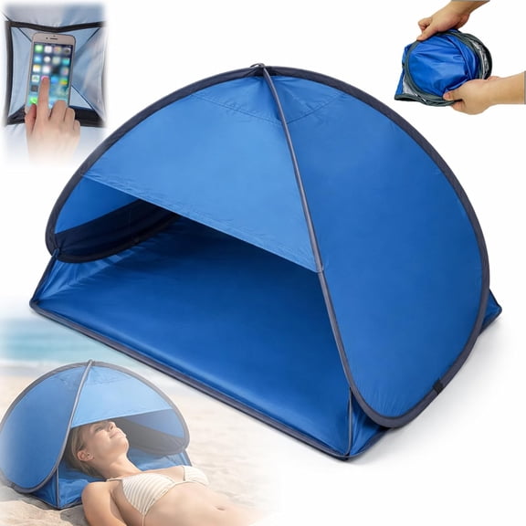 Mini Head Sun Shelter Tent, Pop Up Face Sun Shade Canopy with Phone Holder, Portable Beach Tent (Blue, 1pc)