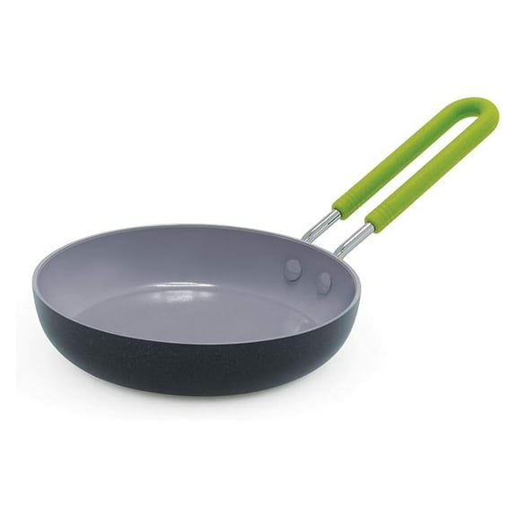 Mini Healthy Ceramic Nonstick, 5" Round Egg Pan, -Free, Dishwasher Safe, Stay Cool Handle, Black