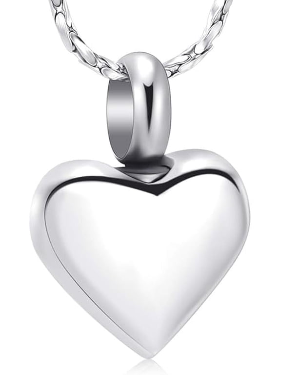 Mini Heart Cremation Urn Necklace for Ashes - Small Heart Shape Urn Necklace for Human / Pet Stainless Steel Memorial Ash Pendant Keepsake Jewelry