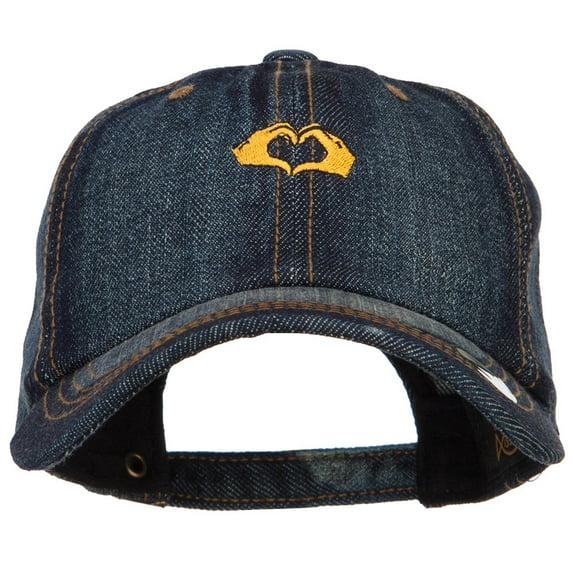 Mini Heart Hands Embroidered Washed Denim Cap - Dk Jean OSFM