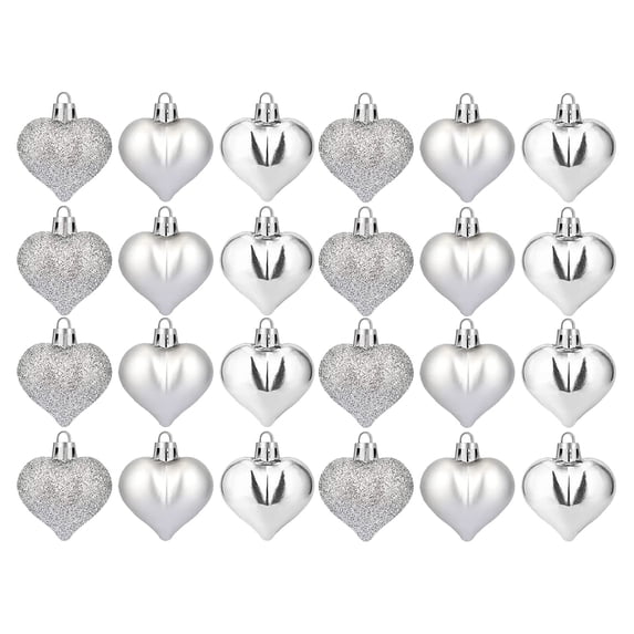 Mini Heart Ornaments, 24 Pack Heart Shaped Hanging Decor, 1.8 Inch Christmas Baubles, Mini Hanging Decoration for Valentine Wedding Anniversary Mother's Day Party Decor