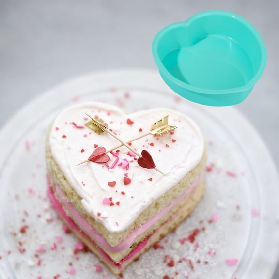 Mini Heart Shaped Cake Mold – 4.5 Inch Green Silicone Baking Mold for Cupcakes Chocolates Valentine’s Day Anniversaries Desserts Oven Safe Freezer Safe Dishwasher Safe Mold for Baking Crafts