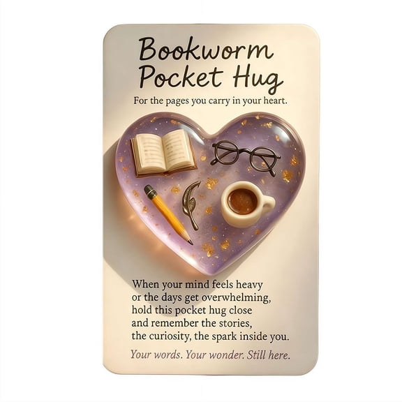 Mini Heart Shaped Handcrafted Pocket Hug with Greeting Card, Book-theme Heart Pocket Hug for Birthday Christmas Ornament