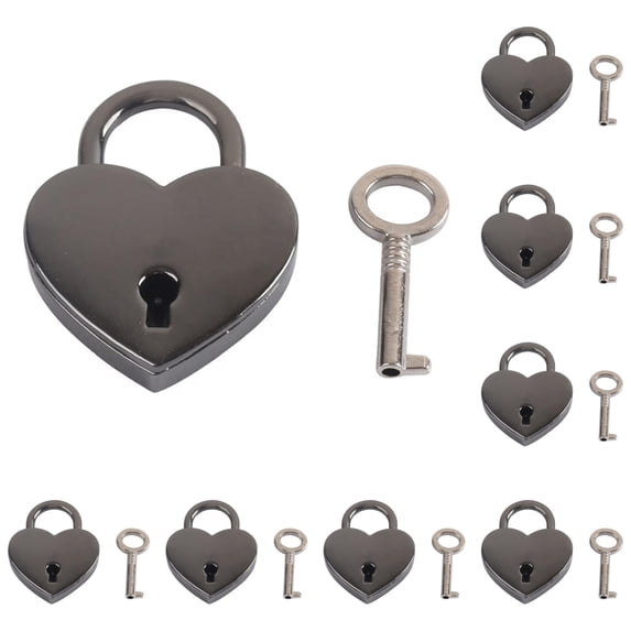 Mini Heart Shaped Padlock with Key, Reusable Small Decorative Metal Lock, Multi-Purpose Tiny Keyed Lock for Diary Notebook Jewelry Box Storage Case Gift Box and DIY Craft Decoration