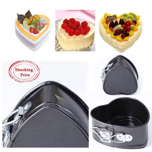Mini Heart Springform Pan 4 Inch Heart Shape Mini Cheesecake Pans Non Stick Cake Mold Small Cake Mold with Drop Bottom for Air Fryer Pressure Cooker Baking (Solid Color,Black)