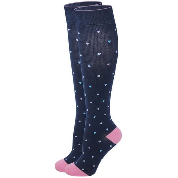 Dr. Motion Women 8-15 mmHg Compression Mini Hearts Design Knee High Socks