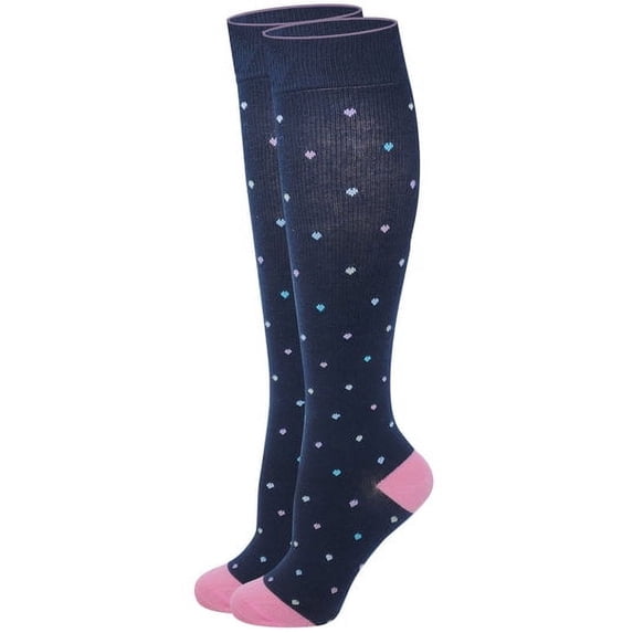 Dr. Motion Women 8-15 mmHg Compression Mini Hearts Design Knee High Socks