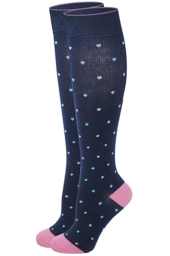 Women 8-15 mmHg Compression Mini Hearts Design Knee High Socks