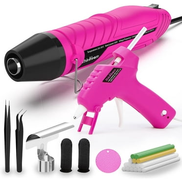 Mini Heat Gun for Crafting with Dual Temp 300W, Fast Heat Hot Air Gun&Glue Gun Set - 482°F-662°F, Nozzle Included - Ideal for DIY Craft, Embossing, Candle Making and Shrink Wrapping (Pink)