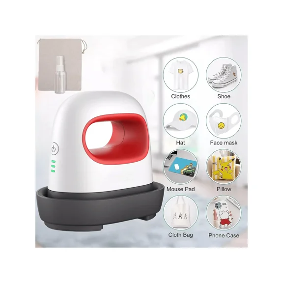Mini Heat Press Machine for T-Shirts Hats and Shoes, Portable Small Easy Press with 3 Heat Settings, Ceramic Soleplate Transfer Tool for DIY Fabric Craft Projects