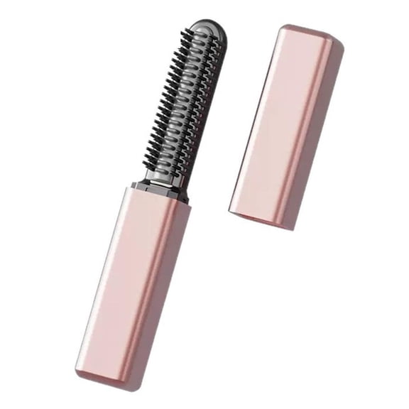 Mini Heated Bangs Comb, Cordless Hair Styling Comb with 15-Second Fast Heating, Portable Root Lifting and Flyaway Smoothing Tool