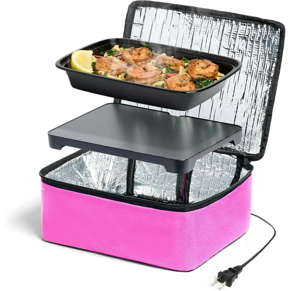 Mini Heated Lunch Box- Portable Electric Food Warmer for Men and Women - Great for Work, Office, and Construction - Cook, Reheat, and Eat on the Go - 120V - Pink