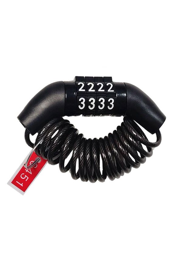 Mini Helmet Combination Lock, 1m Coiled Cable, 4-Digit Fixed Code, 40g, 1 Count