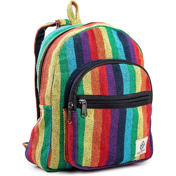 Mini Hemp Backpack Bag - Blue Boho Eco Friendly Unisex Rustic Durable by Freakmandu