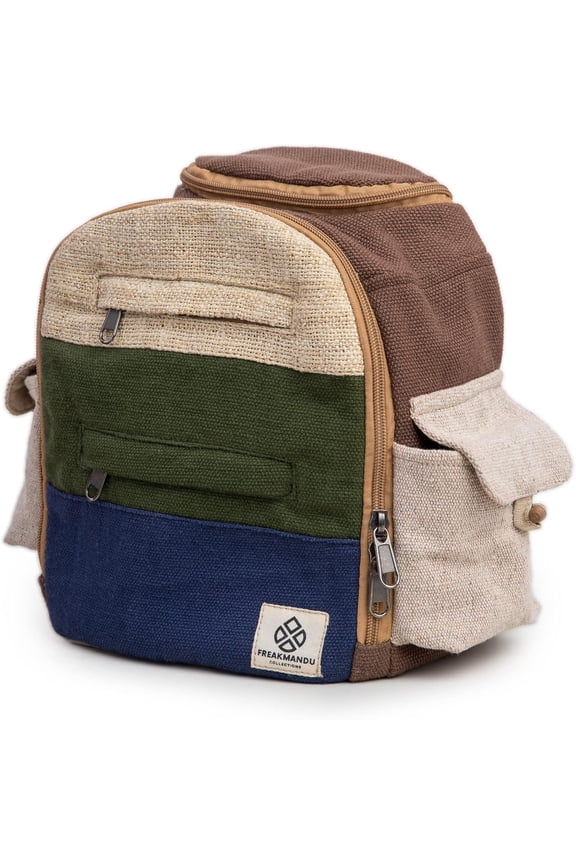 Mini Hemp Backpack Cute Multipocket Functional - Eco Friendly Unisex Rustic Bag Durable by Freakmandu
