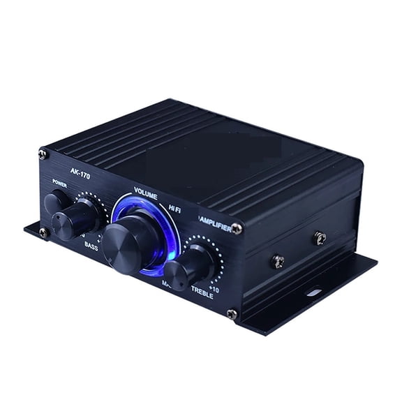 Mini HiFi Amplifier 12V 2.0CH Stereo Amp 20Wx2 with Bass Treble Control for Car Home Speakers