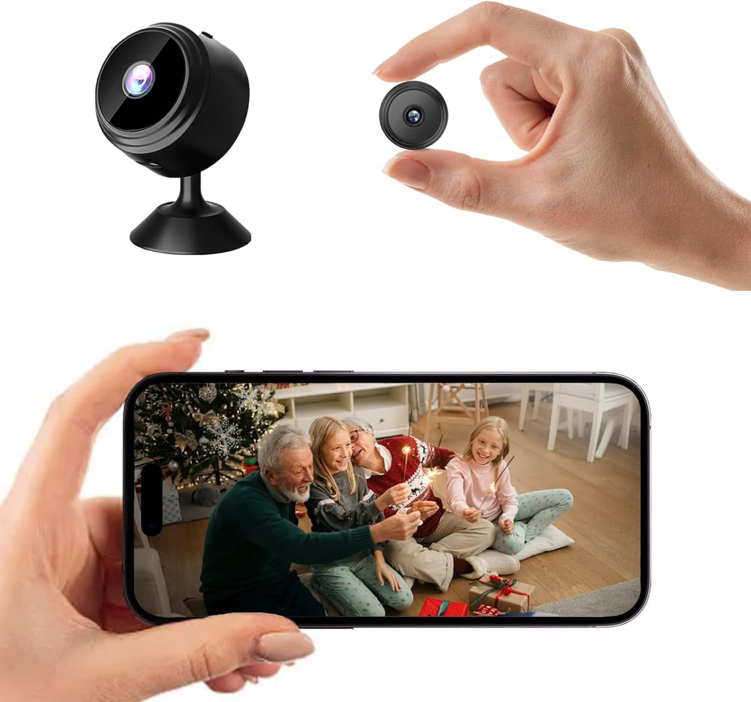 Mini Hidden Camera, Spy Camera, 1080P WiFi Wireless Miniguard Cam, AI Motion Detection,Real-Time View Night Vision Nanny Cam for Baby, Pets