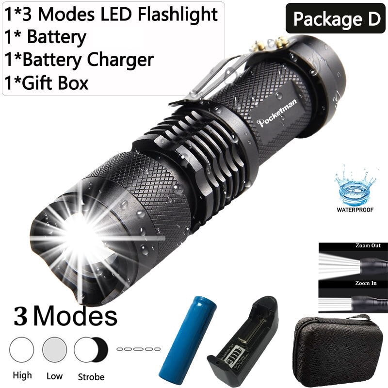 Mini Led Flash Mini High Power L2 LED Flashlight Waterproof Q5 LED Torch Adjustable ...
