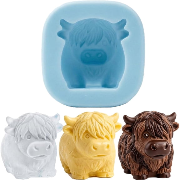 Mini Highland Cow Ice Cube Mold – Cute 3d Ice for Drinks, Parties & Gifts,3d Highland Cow Ice Cube Mold,Adorable Animal Ice Mold Gift Design Gift for Cow Lovers Party Hosts (Single Cavity)