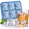 thumbnail image 1 of Mini Highland Cow Ice Cube Mold Highland Cow Ice Cube Tray 3D Cute Cattle Silicone Ice Tray for Whiskey Cocktails Coffee Funny Reusable Farm Animal Dessert Mold Gifts for Friends Parties 6 Cubes, 1 of 6