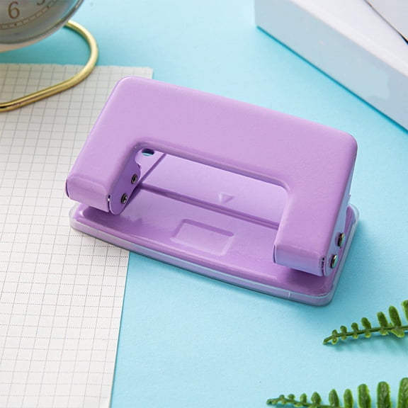 Mini Hole Punch 8 Sheet Capacity, Purple Metal Handheld Paper Puncher • Small Portable Desktop Office Punch • Compact 4.13 Inch Size • Easy Waste Tray • Long Lasting Durability