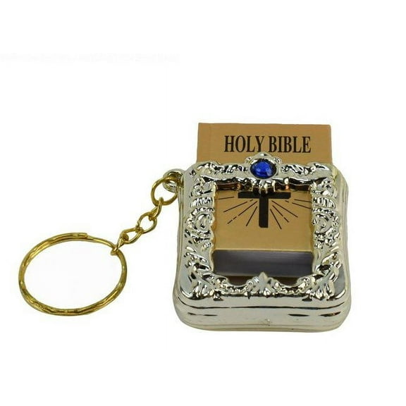 Mini Holy Bible Keychain Car Truck Keyring God Jesus Cross Travel Key Ring Chain