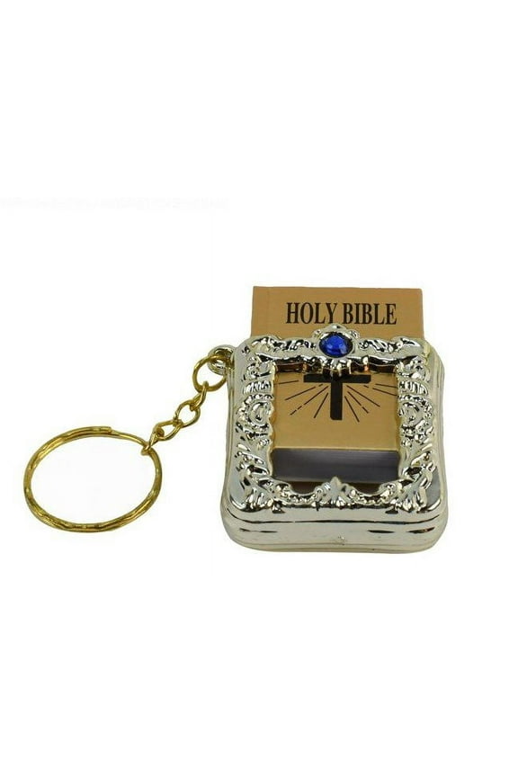 Mini Holy Bible Keychain Car Truck Keyring God Jesus Cross Travel Key Ring Chain