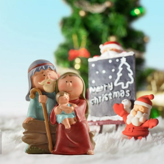 Mini Holy Family Nativity Set - Religious Christmas Décor for Home, Office, Tabletop, Ideal Housewarming Gift, 2.84"