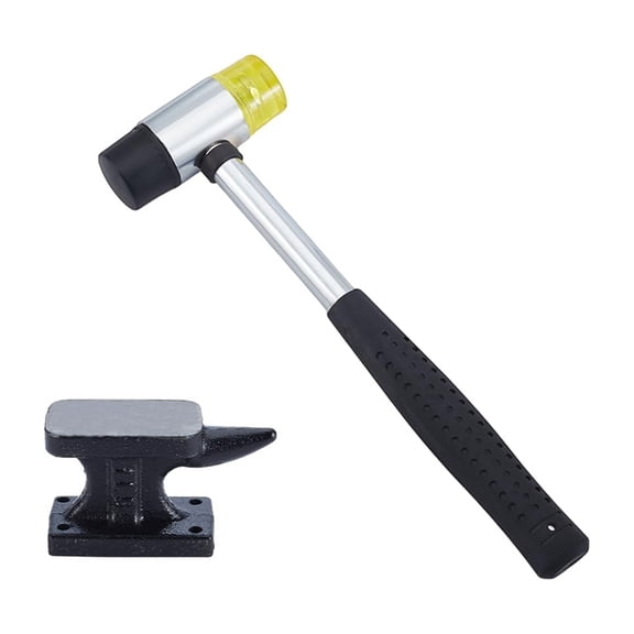 Mini Horn Anvil Set Iron Anvil with Rubber Hammer Blacksmith Forge Kit Forging Bench Block Anvil Silversmithing Tools