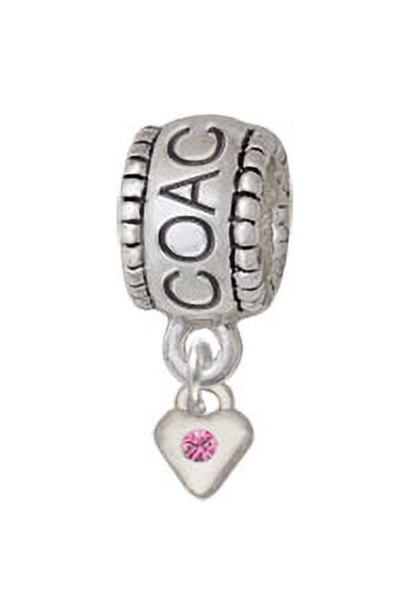 Mini Hot Pink Birthday Crystal Heart - Coach Charm Bead