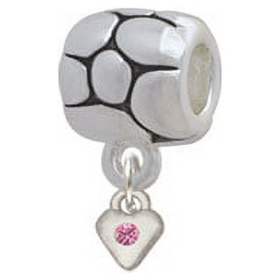 Mini Hot Pink Birthday Crystal Heart - Pebble Charm Bead