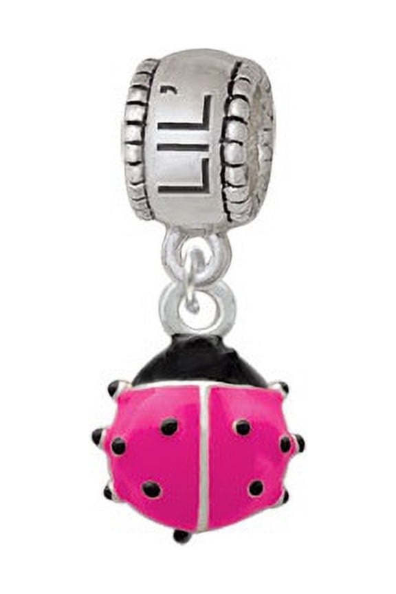 Mini Hot Pink Ladybug - Lil Sister Charm Bead