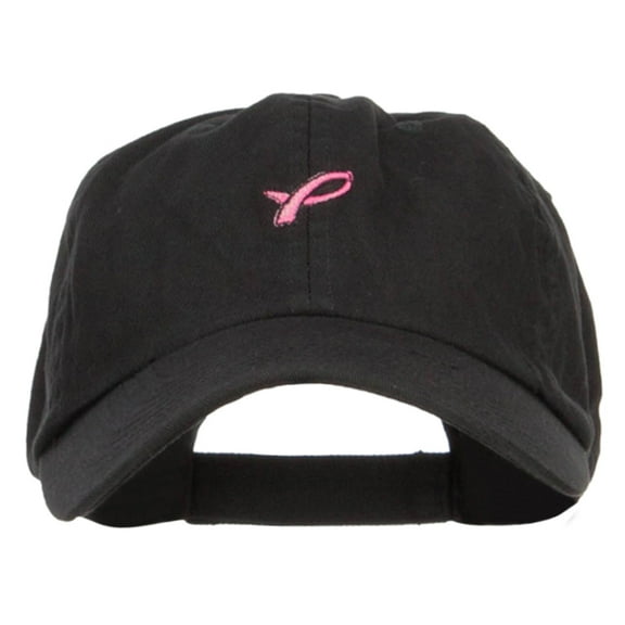 Mini Hot Pink Ribbon Embroidered Low Cap - Black OSFM