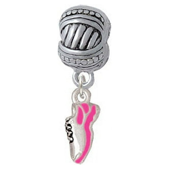 Mini Hot Pink Running Shoe - Large Rope with Cross Beads Charm Bead