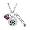 thumbnail image 1 of Mini Hot Purple Ladybug - B - Script Initial Disc Courage Strength Wisdom Zoe Necklace, 1 of 1