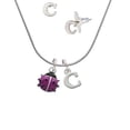 thumbnail image 1 of Mini Hot Purple Ladybug - C Initial Charm Necklace and Stud Earrings Jewelry Set, 1 of 1
