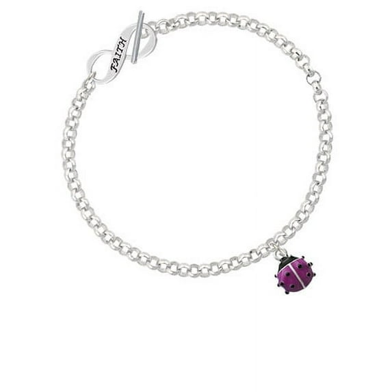 Mini Hot Purple Ladybug Faith Infinity Toggle Chain Bracelet