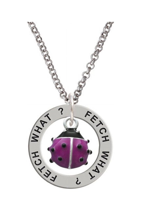 Mini Hot Purple Ladybug Fetch What? Affirmation Ring Necklace